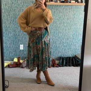 Whimsical blue green paisley skirt